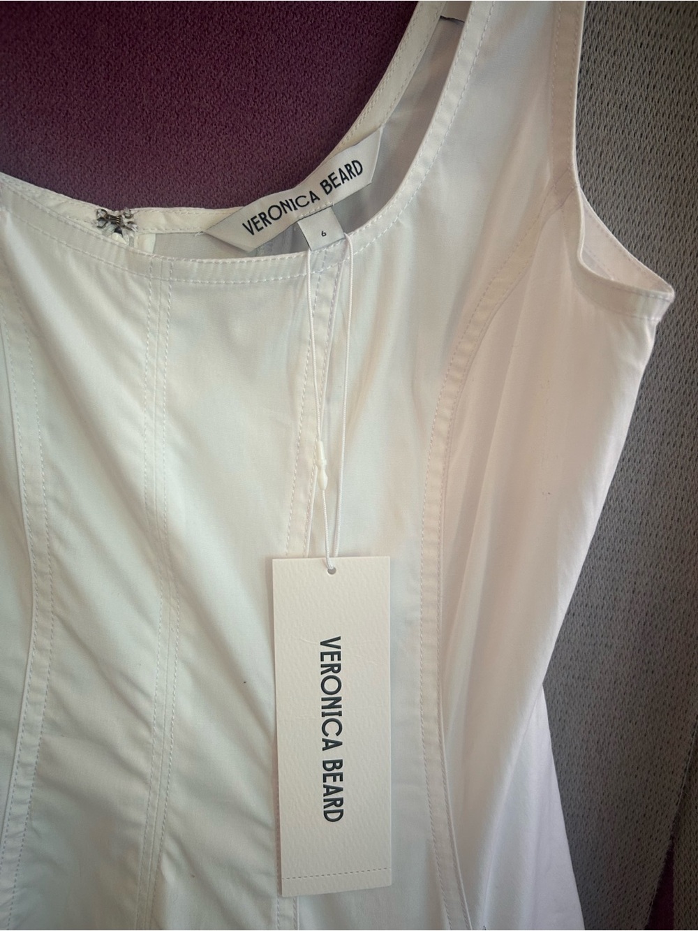 Veronica Beard NWT Charle Top White Peplum Tank Size 6 - Picture 2 of 7